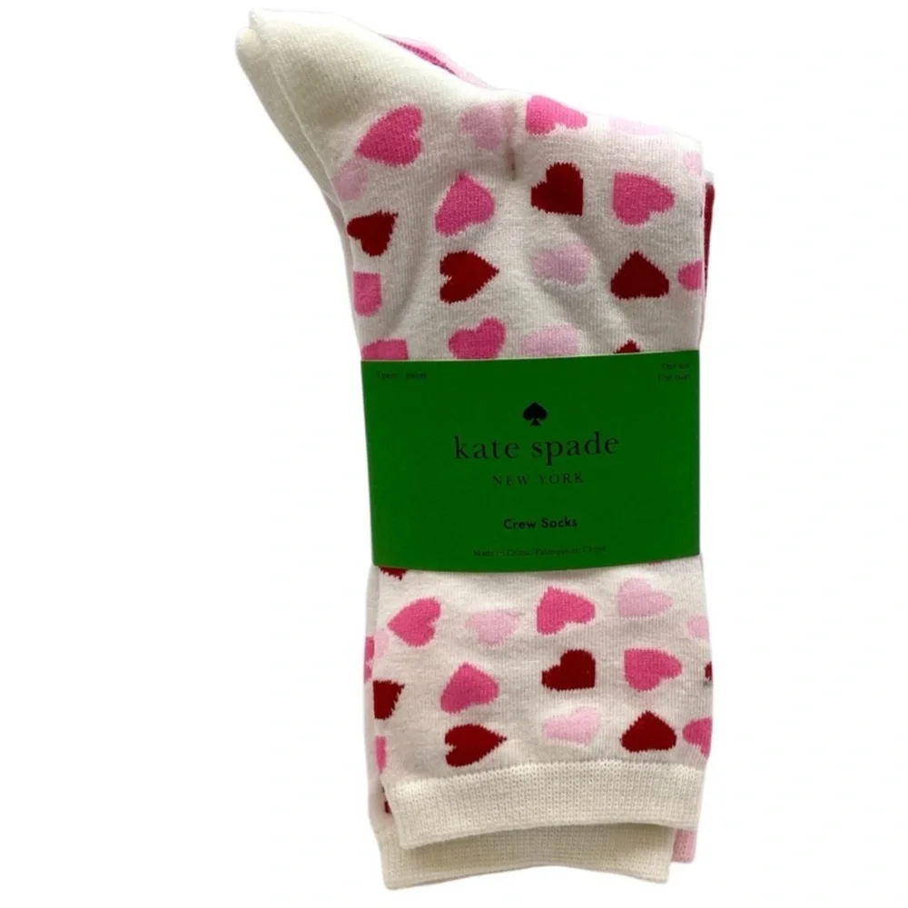 Kate Spade New York “Hearts” 3pk. Crew Socks (NWT) (Shoe Size: 4-10)